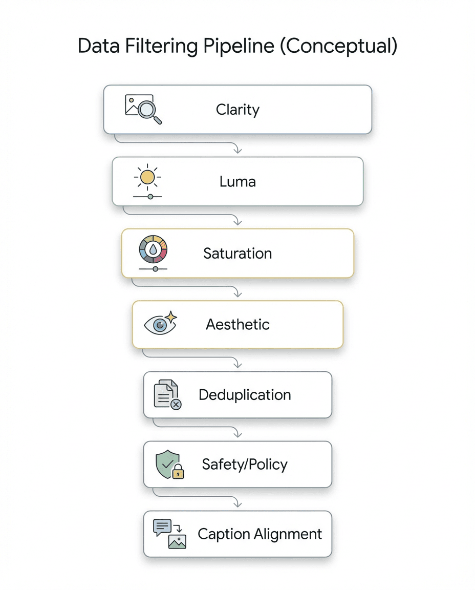 Diagram showing the seven-stage data filtering pipeline
